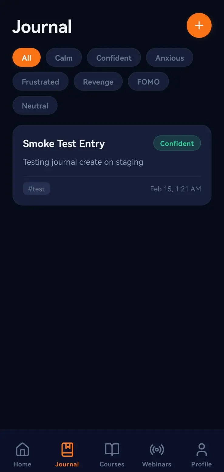 EdifyTrade Mobile — trading journal with mood tags